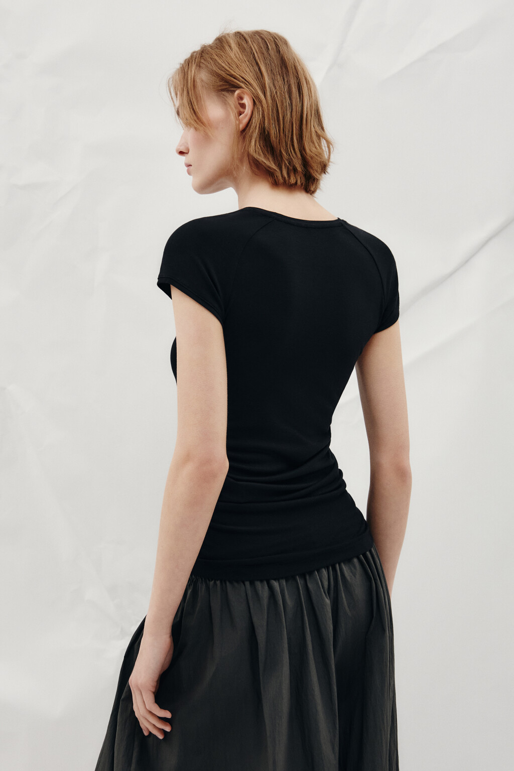 Футболка облегающая из вискозы - цвет черный - 3