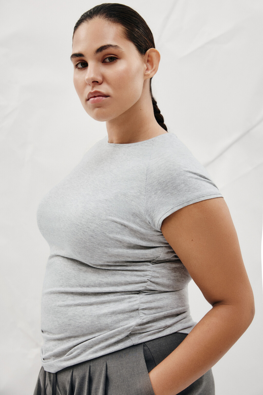 Футболка облегающая из вискозы - цвет серый - 1