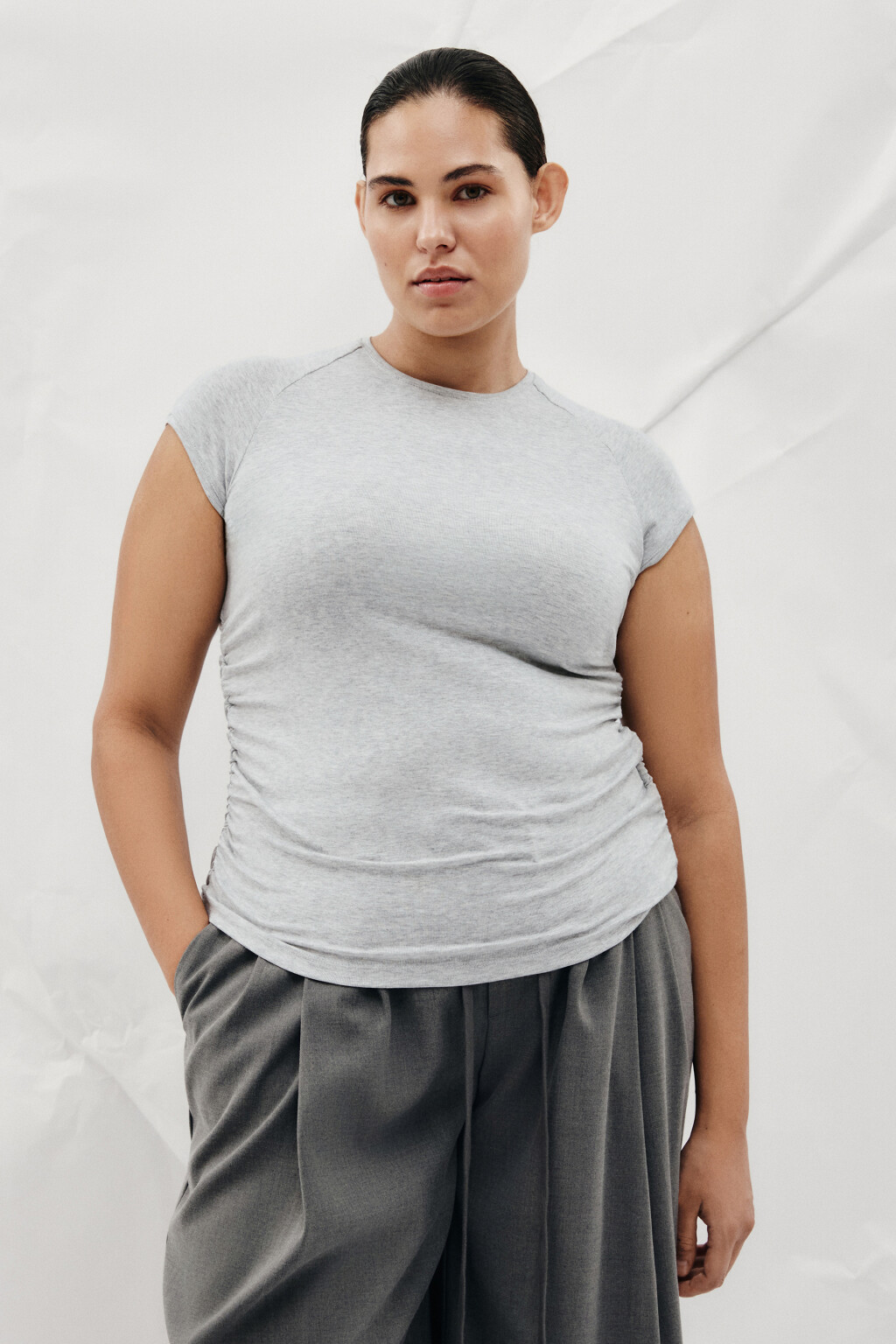 Футболка облегающая из вискозы - цвет серый - 2