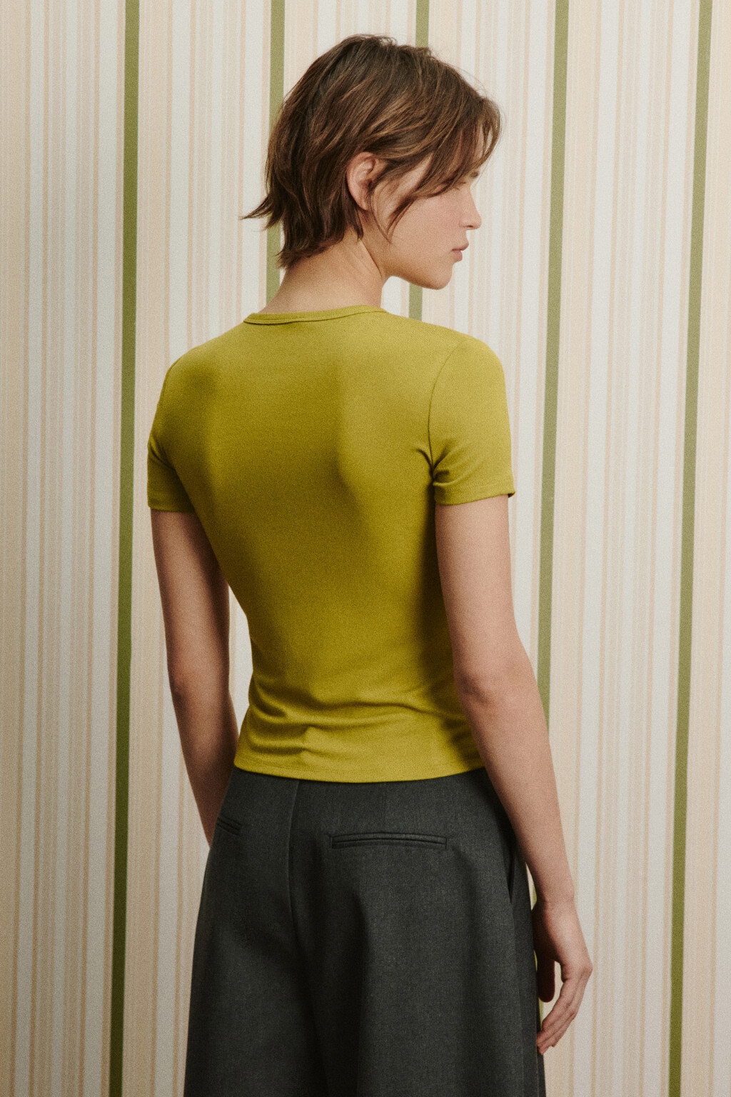 Футболка вискозная облегающая - цвет зеленый - 4