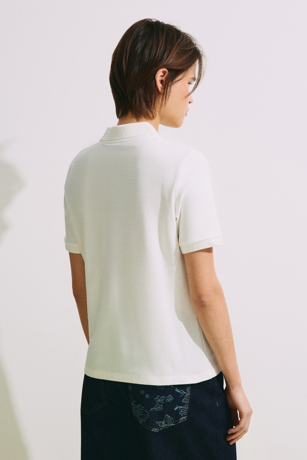 Футболка-поло хлопковая - цвет белый - 4