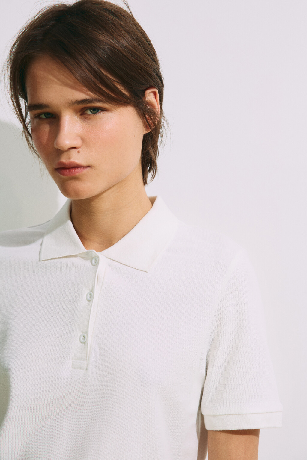 Футболка-поло хлопковая - цвет белый - 6