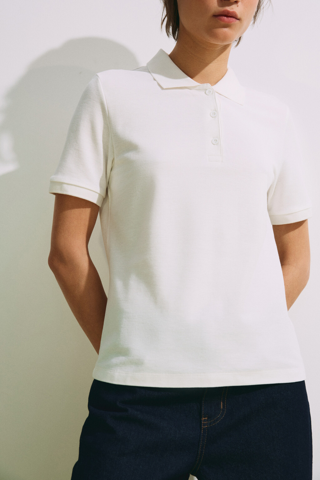 Футболка-поло хлопковая - цвет белый - 7