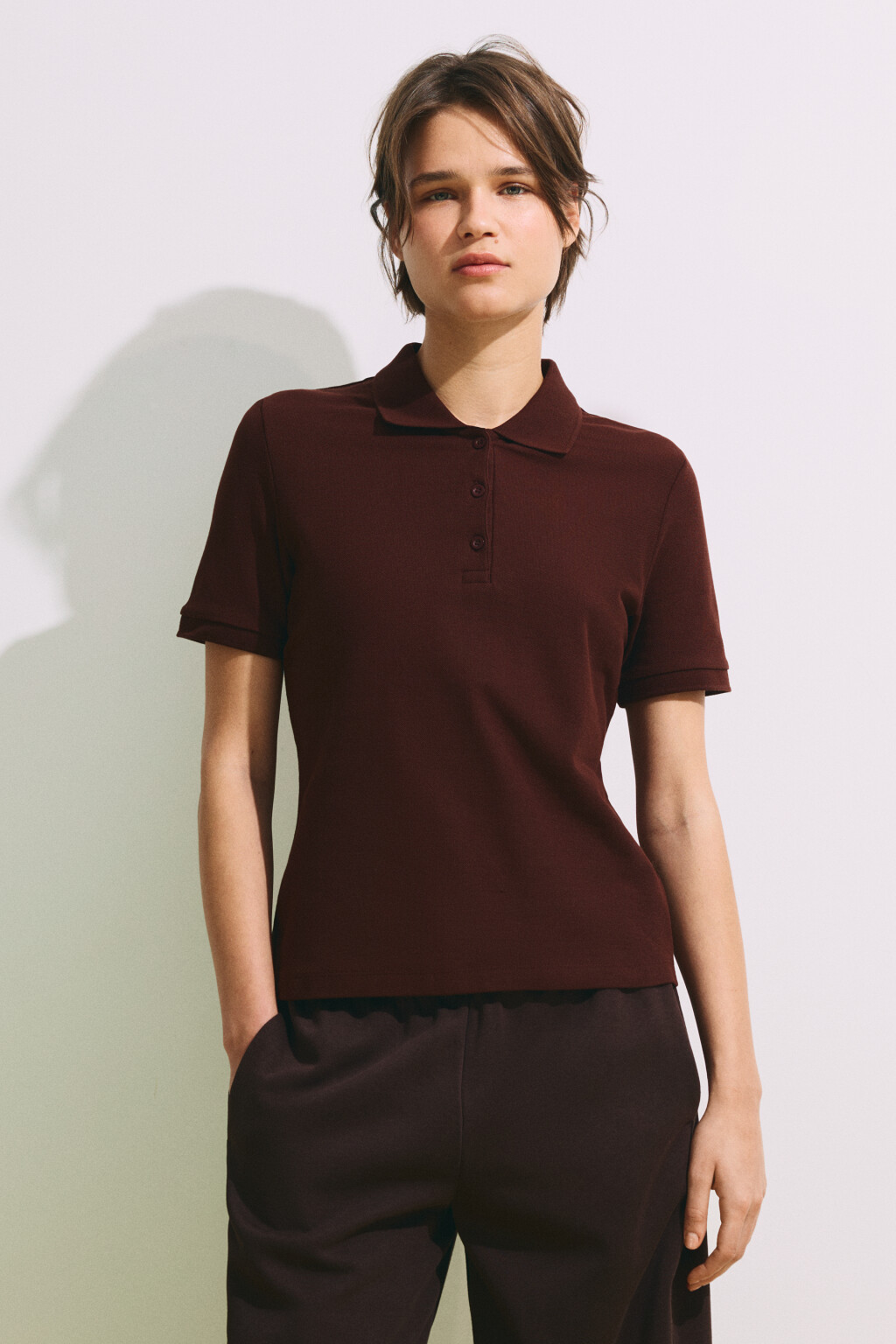 Футболка-поло хлопковая - цвет коричневый - 3