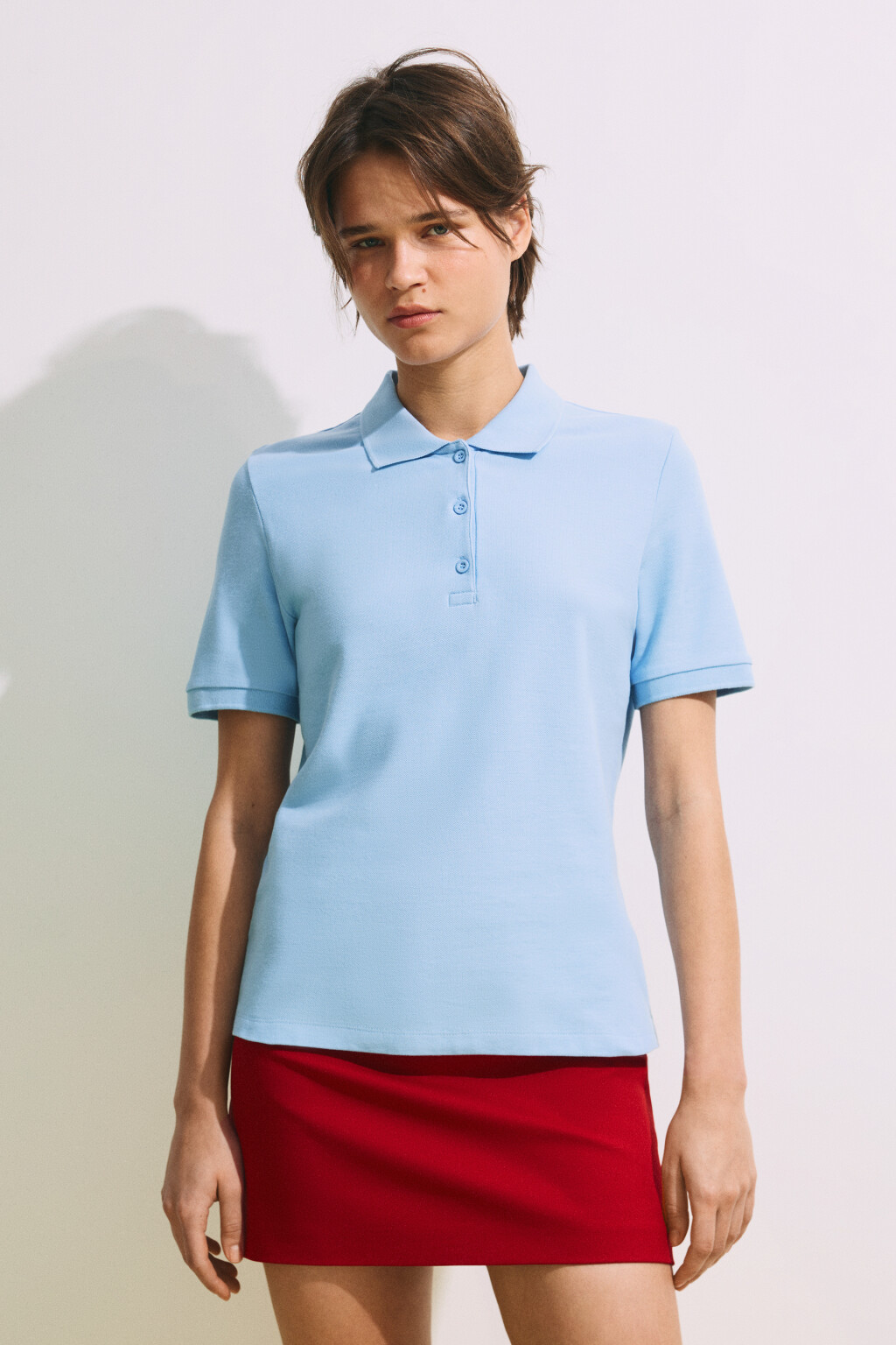 Футболка-поло хлопковая - цвет голубой - 2