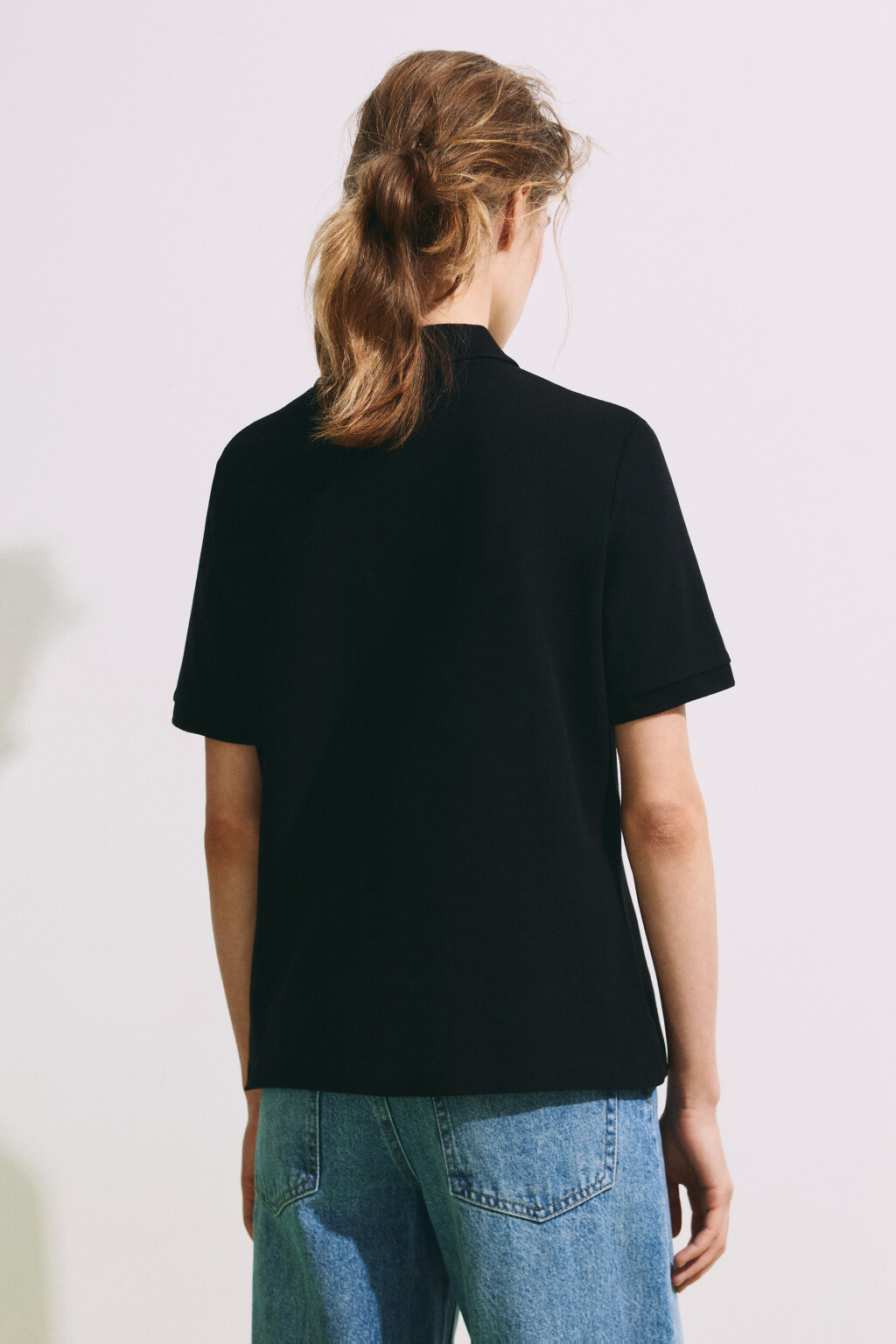 Футболка-поло хлопковая - цвет черный - 3