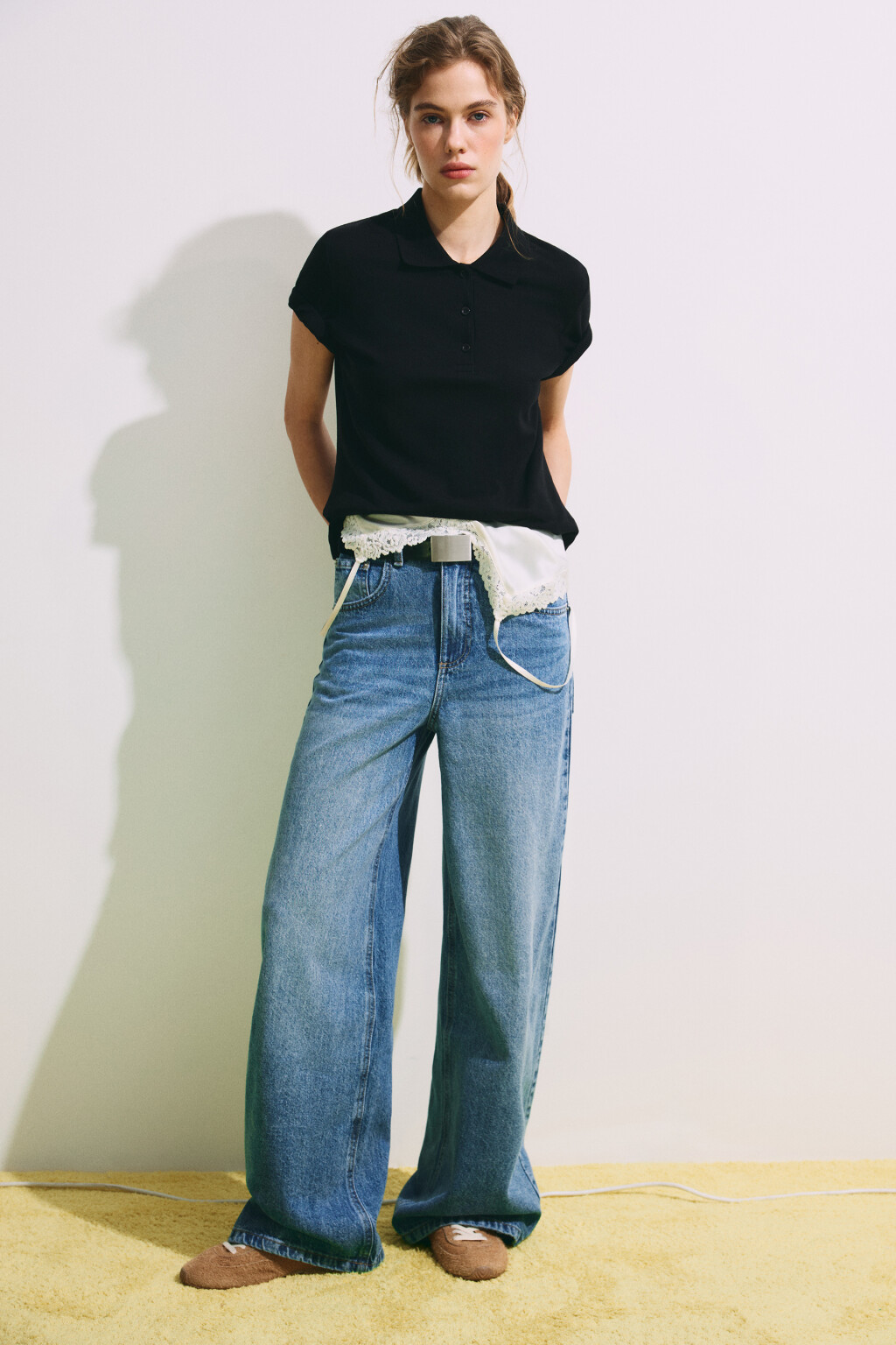 Футболка-поло хлопковая - цвет черный - 4