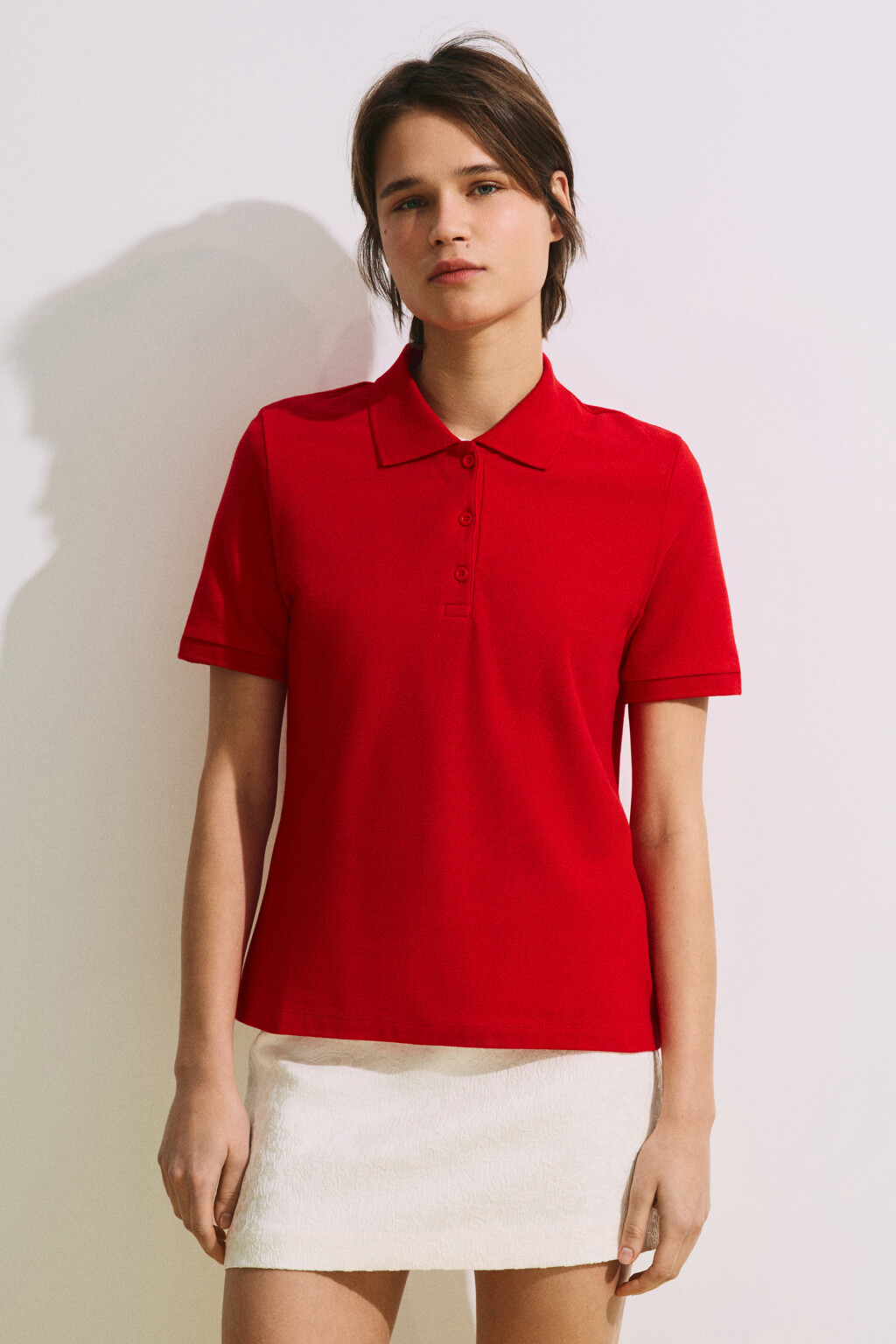 Футболка-поло хлопковая - цвет красный - 3