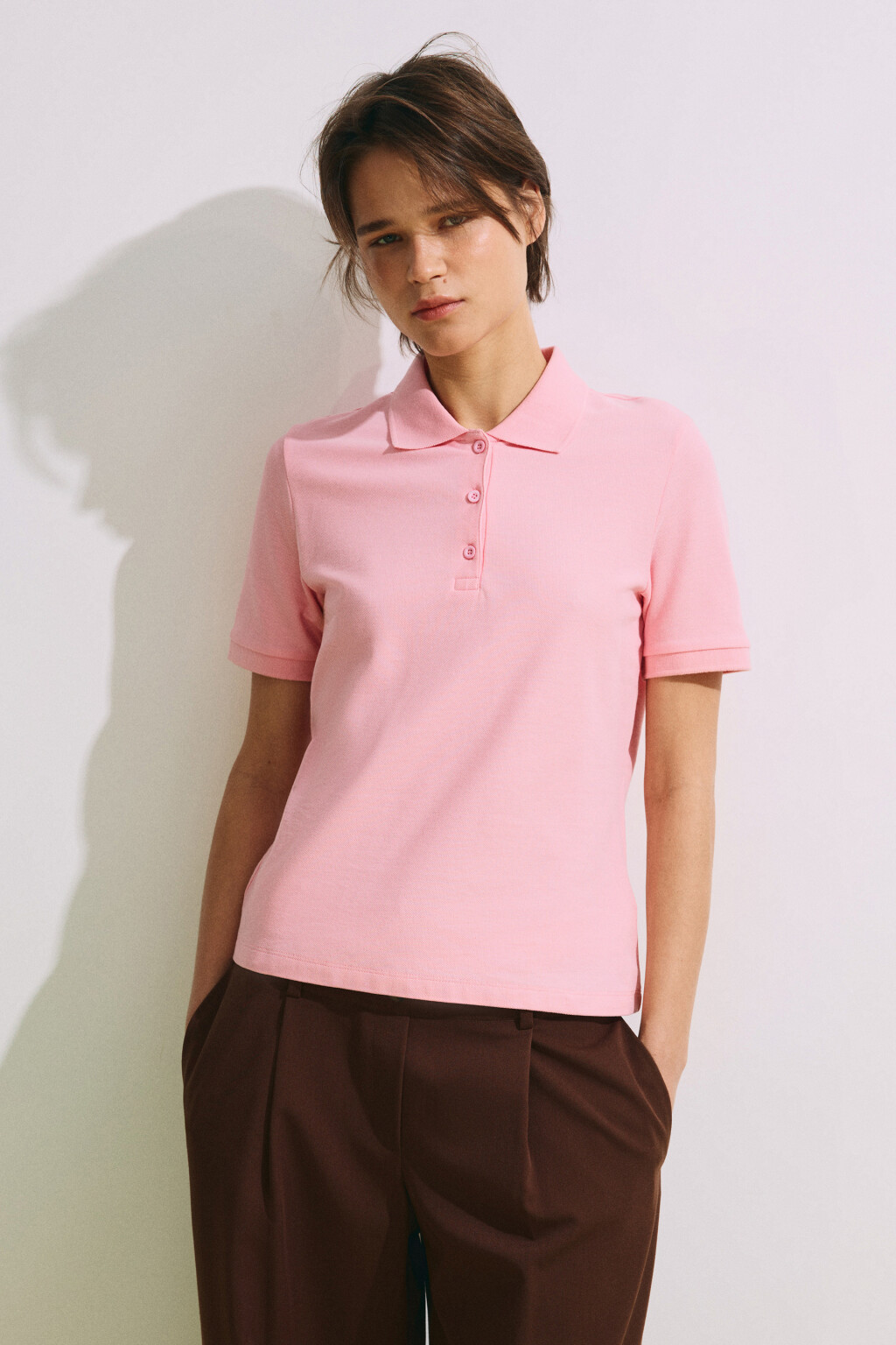 Футболка-поло хлопковая - цвет розовый - 3