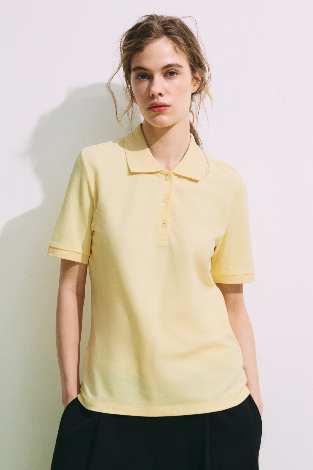 Футболка-поло хлопковая - цвет желтый - 3
