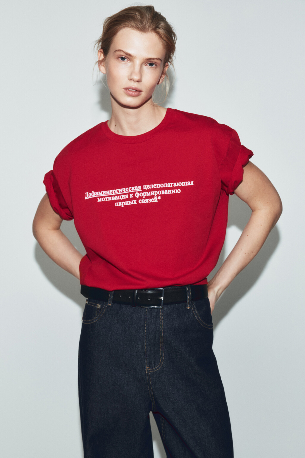 Футболка оверсайз с принтом - цвет красный - 3