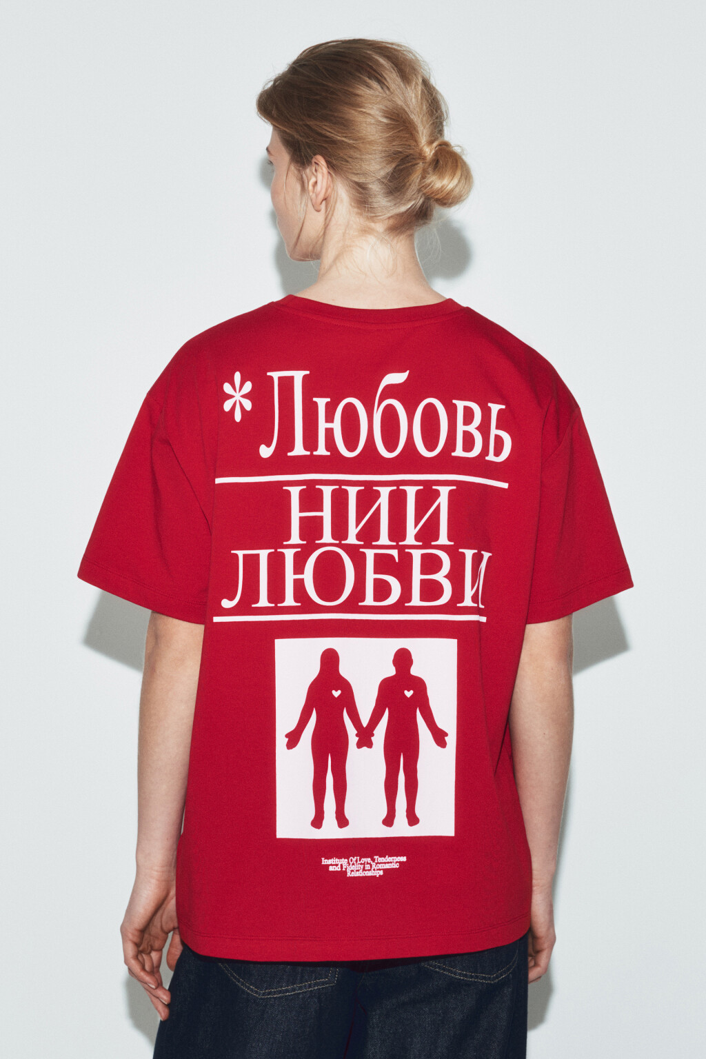 Футболка оверсайз с принтом - цвет красный - 5