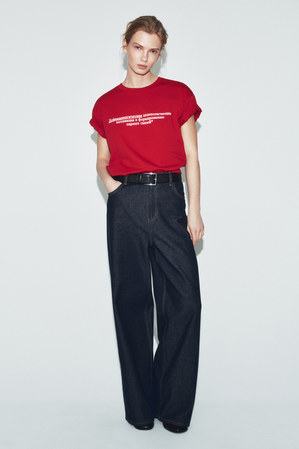 Футболка оверсайз с принтом - цвет красный - 6