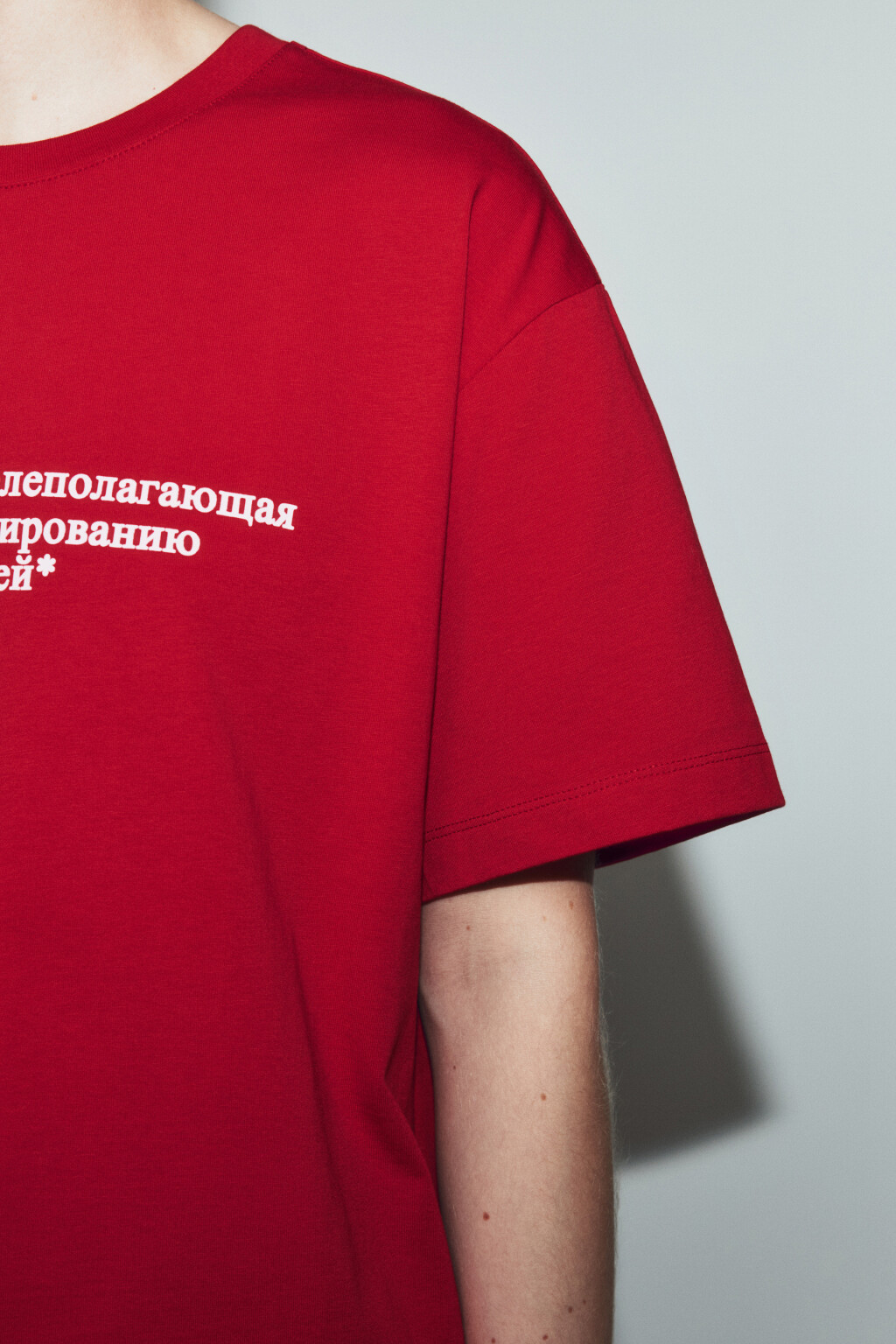 Футболка оверсайз с принтом - цвет красный - 8