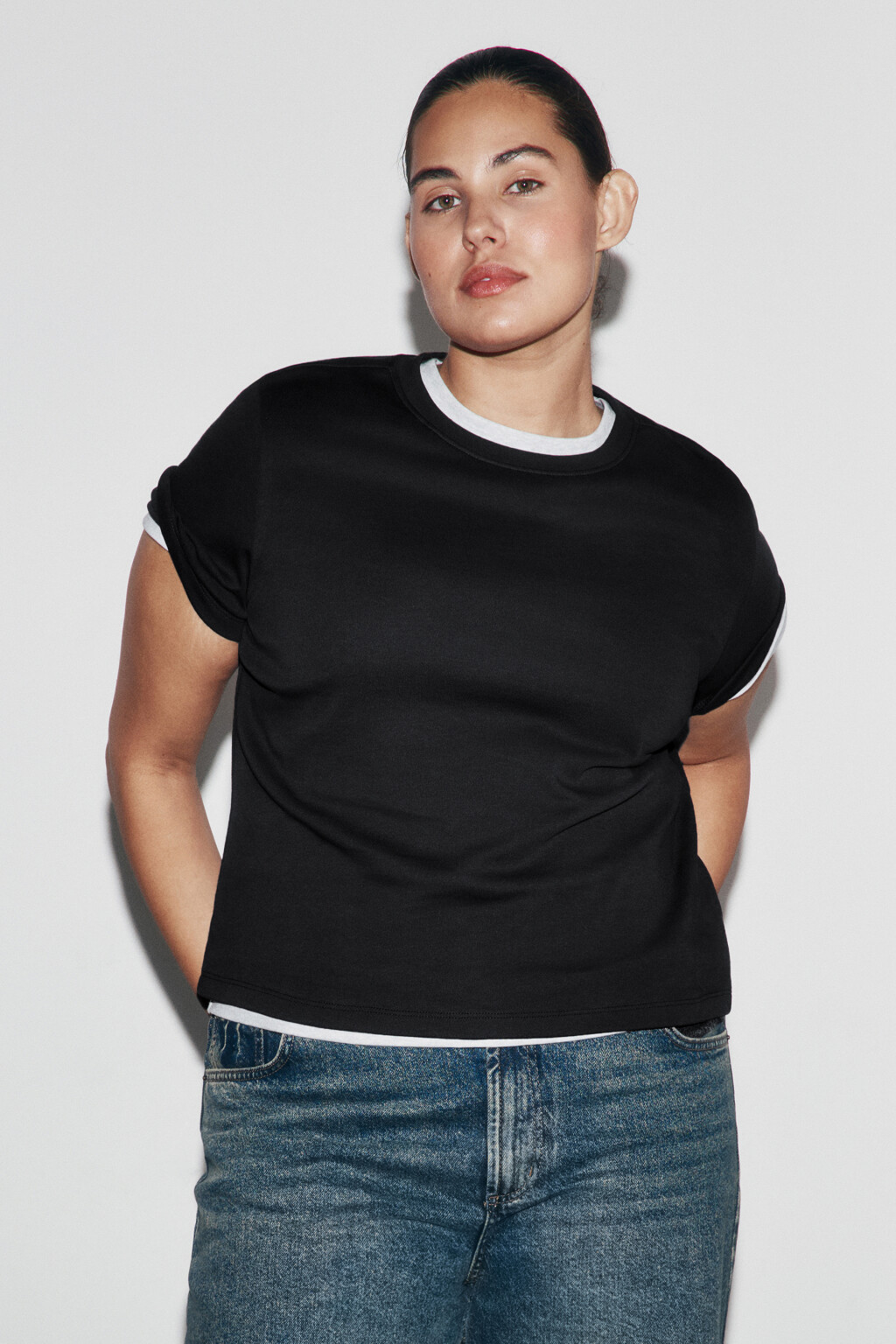 футболка базовая плотная - цвет черный - 1