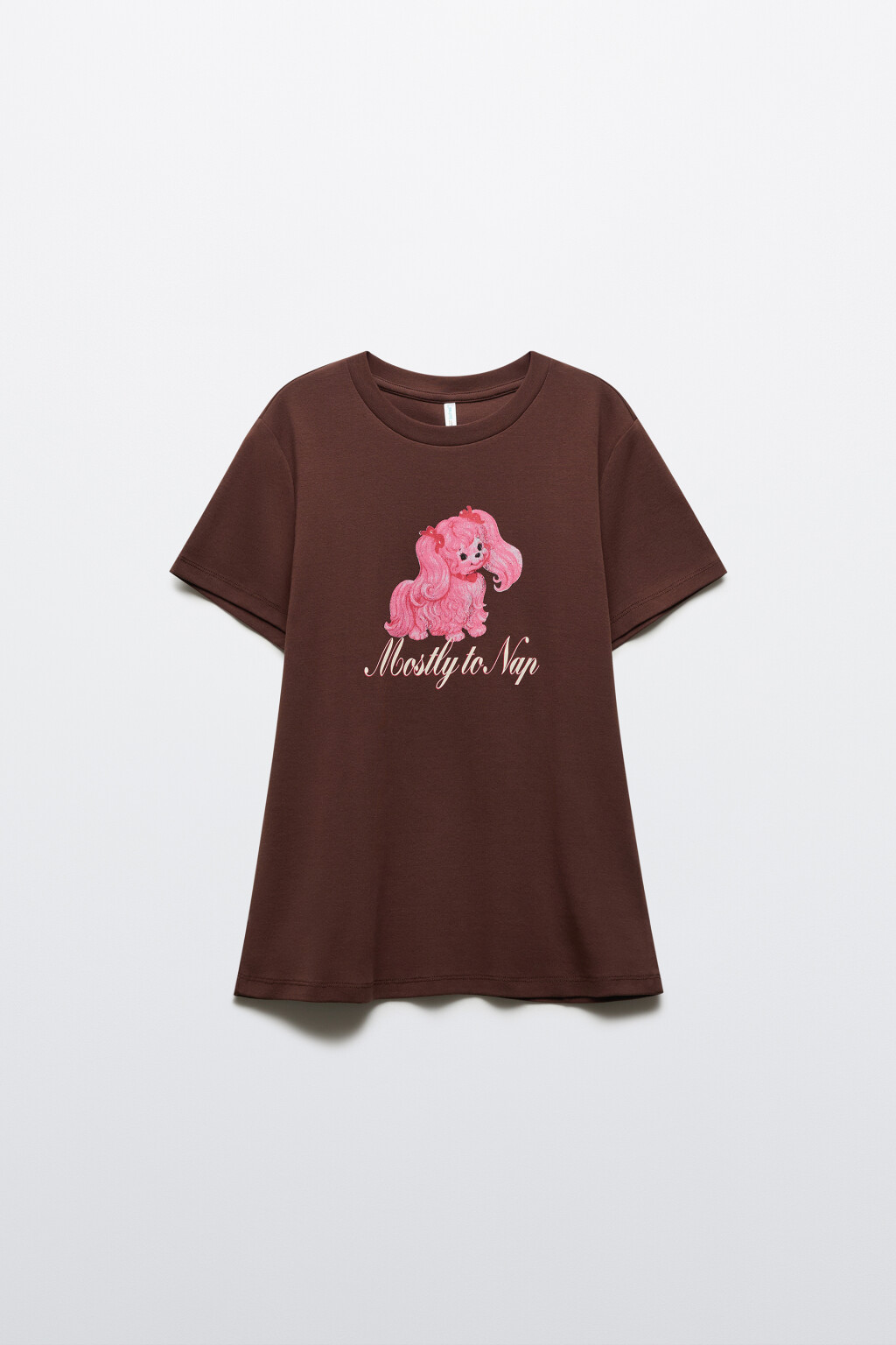 Футболка облегающая с принтом - цвет коричневый - 1