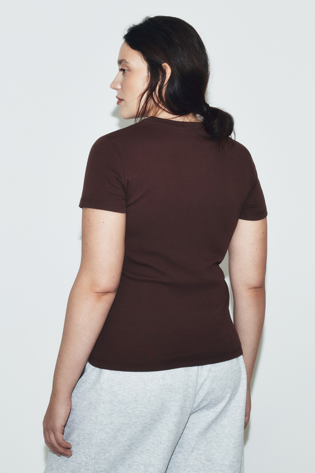 Футболка облегающая с принтом - цвет коричневый - 4