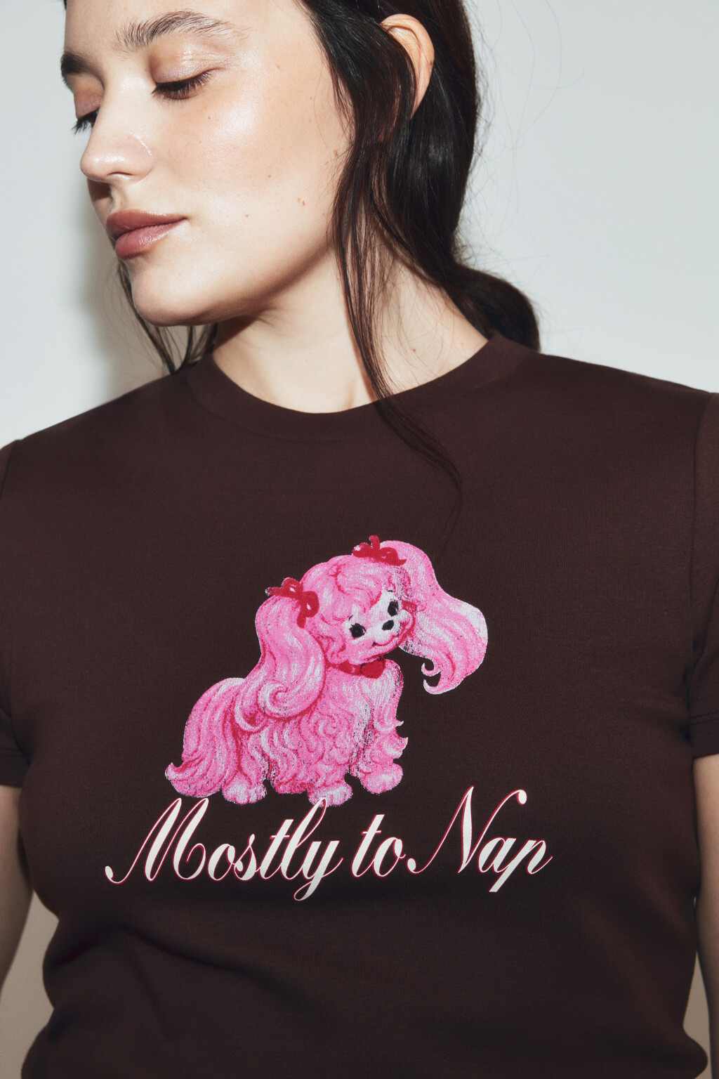 Футболка облегающая с принтом - цвет коричневый - 6