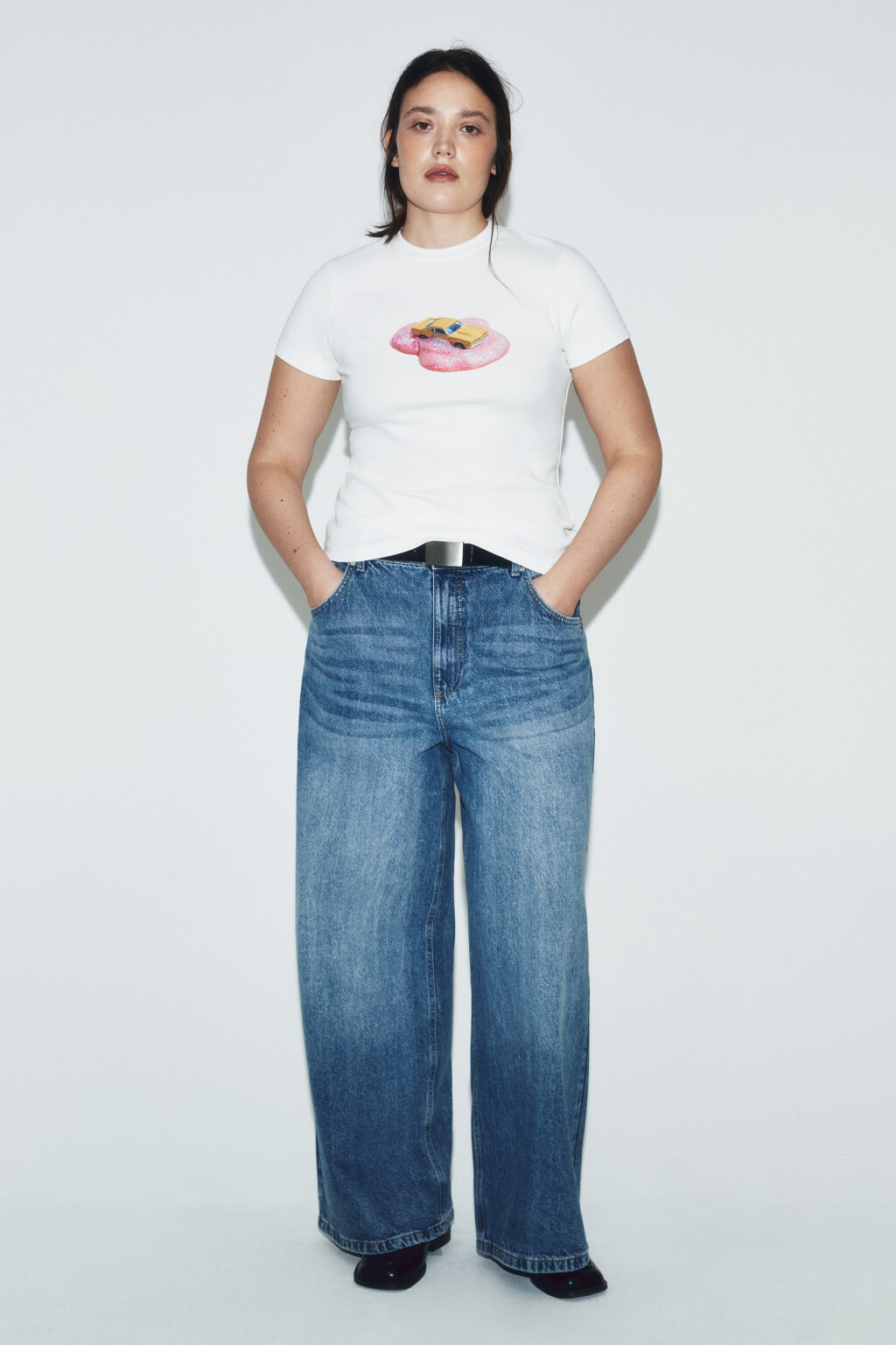 Футболка облегающая с принтом - цвет белый - 4