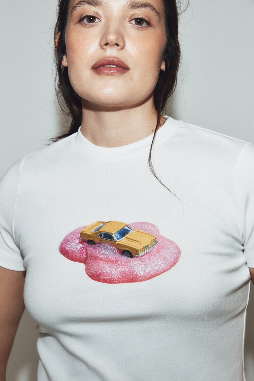 Футболка облегающая с принтом - цвет белый - 5