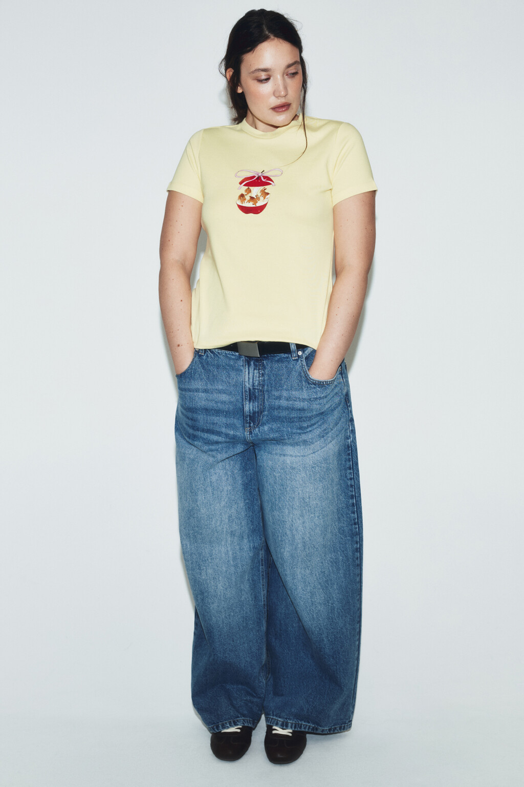 Футболка облегающая с принтом - цвет желтый - 1