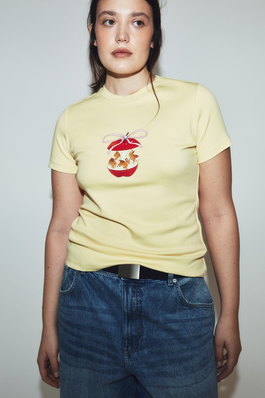 Футболка облегающая с принтом - цвет желтый - 2