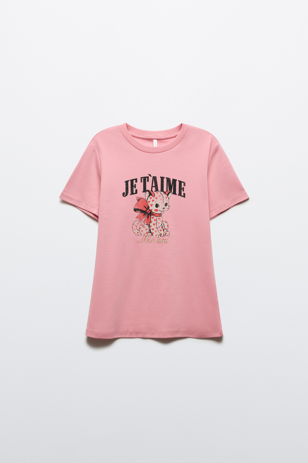 Футболка облегающая с принтом - цвет розовый - 1