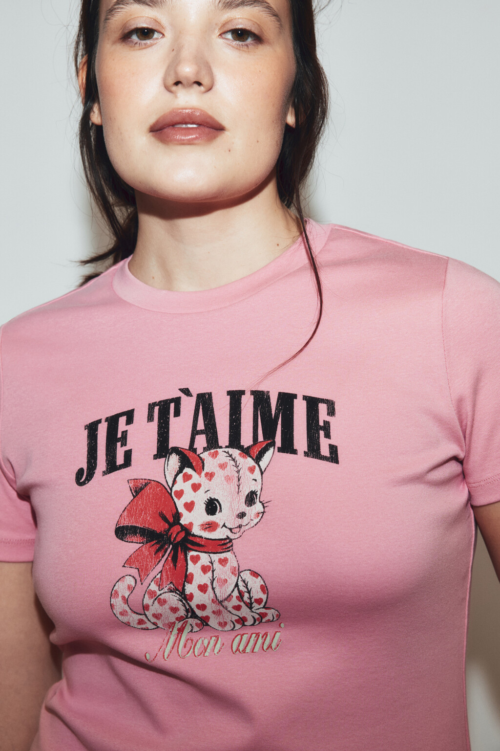 Футболка облегающая с принтом - цвет розовый - 6