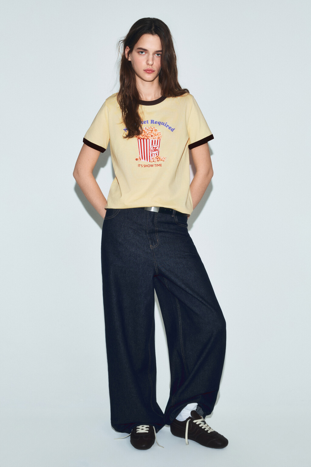 Футболка хлопковая с принтом и контрастным кантом - цвет желтый - 4