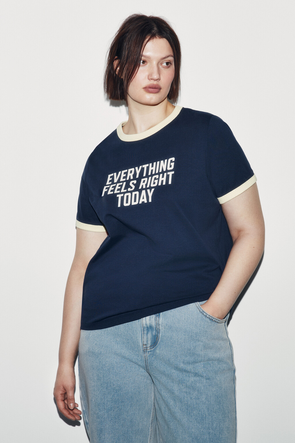 Футболка хлопковая с принтом - цвет синий - 1