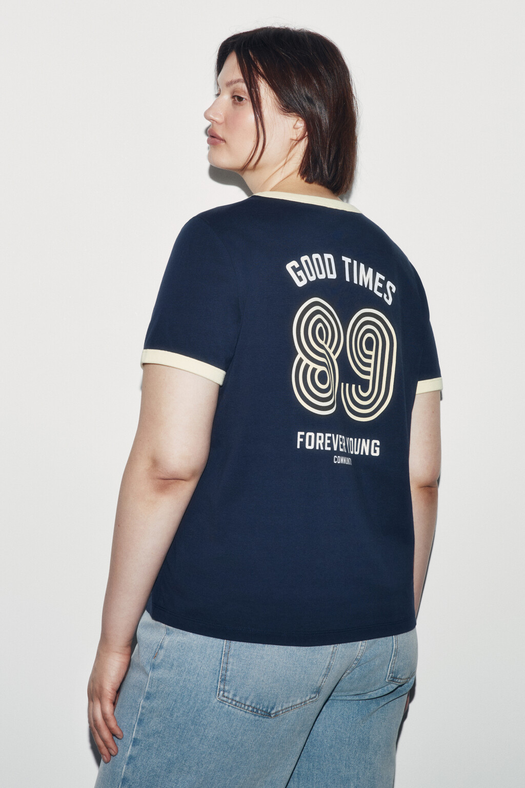 Футболка хлопковая с принтом - цвет синий - 2