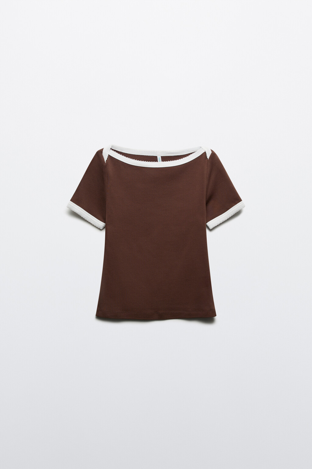 Футболка облегающая с вырезом-лодочкой - цвет коричневый - 1