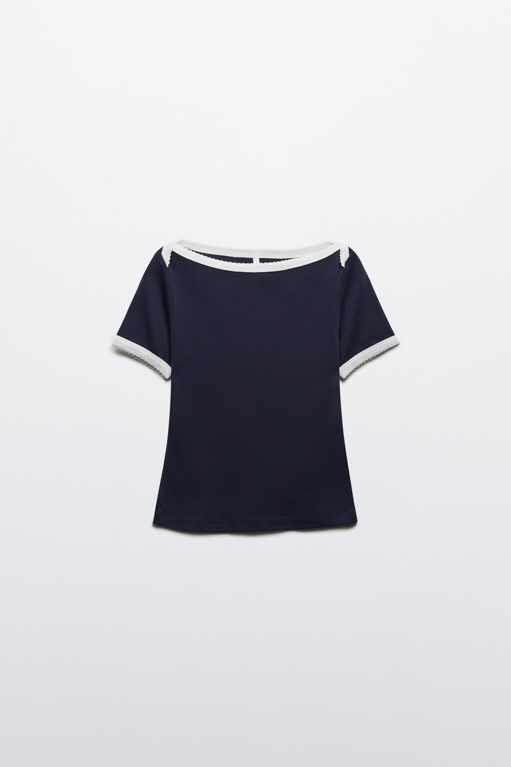 Футболка облегающая с вырезом-лодочкой - цвет синий - 1