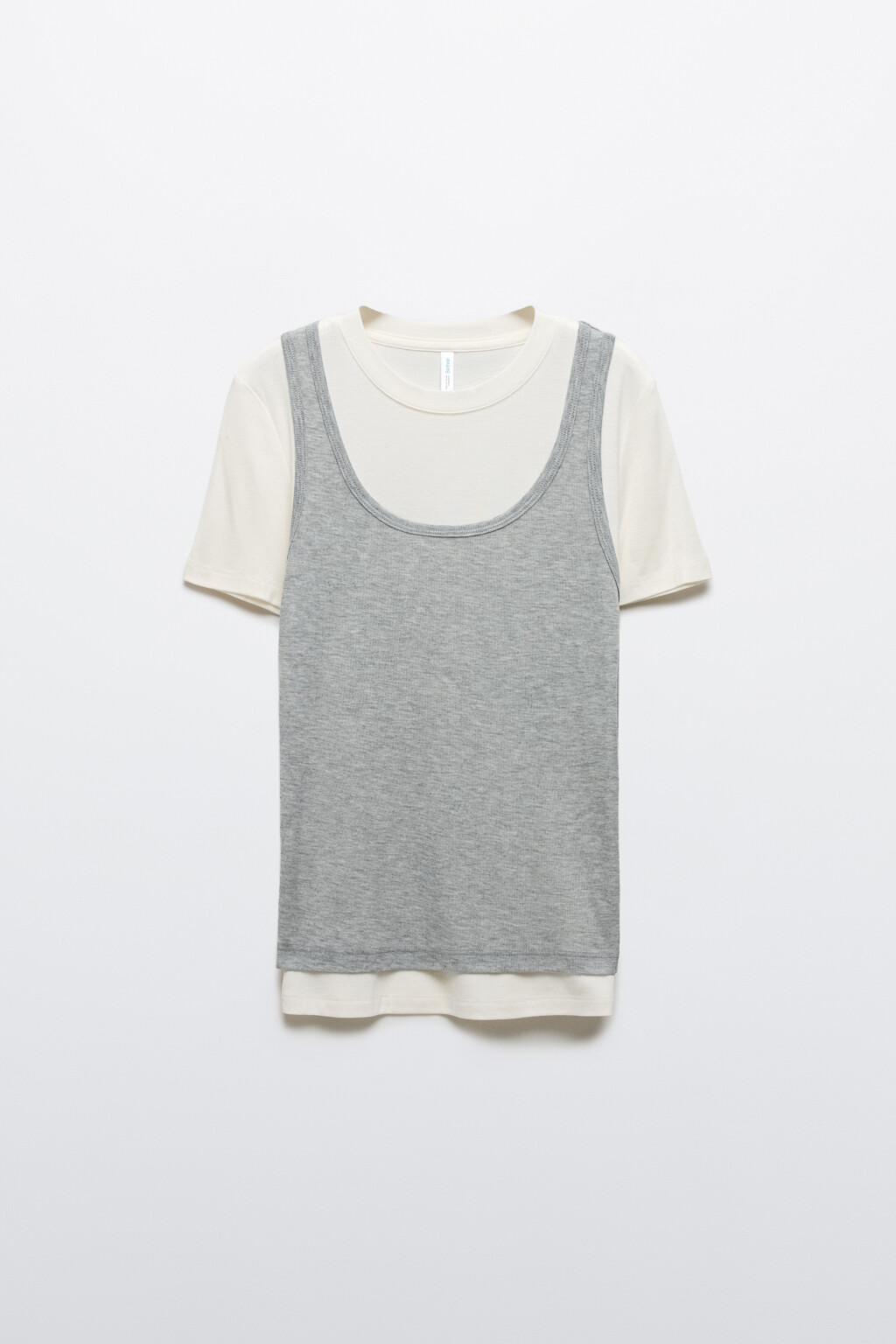 Футболка полуприлегающая с имитацией майки - цвет серый - 8