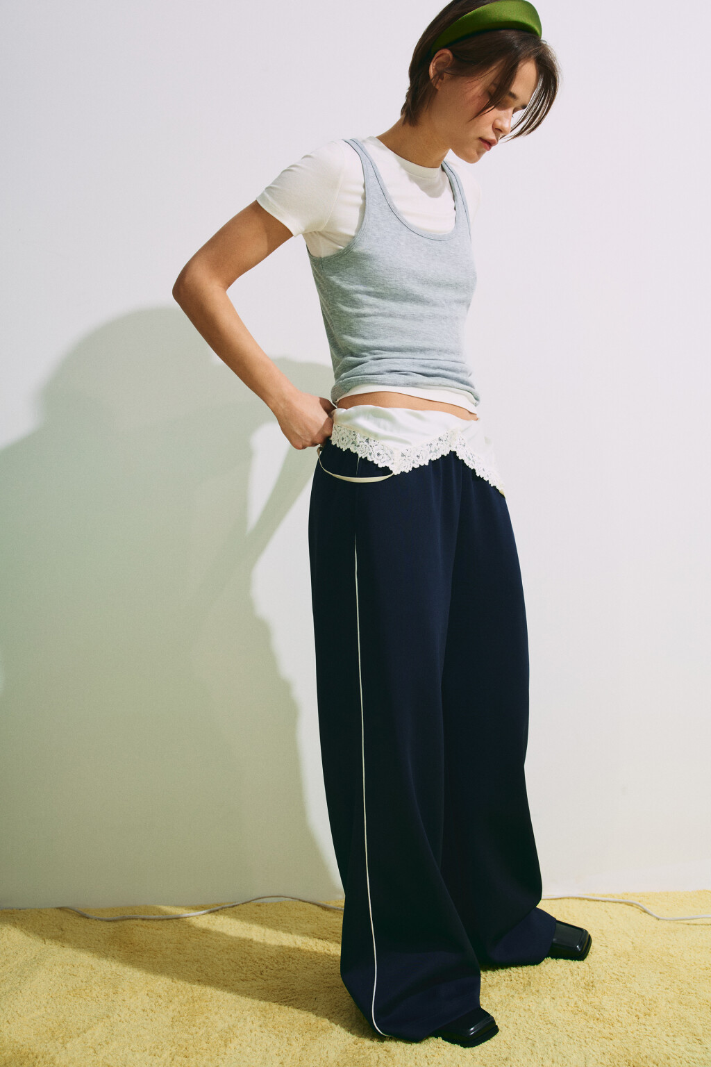 Футболка полуприлегающая с имитацией майки - цвет серый - 2