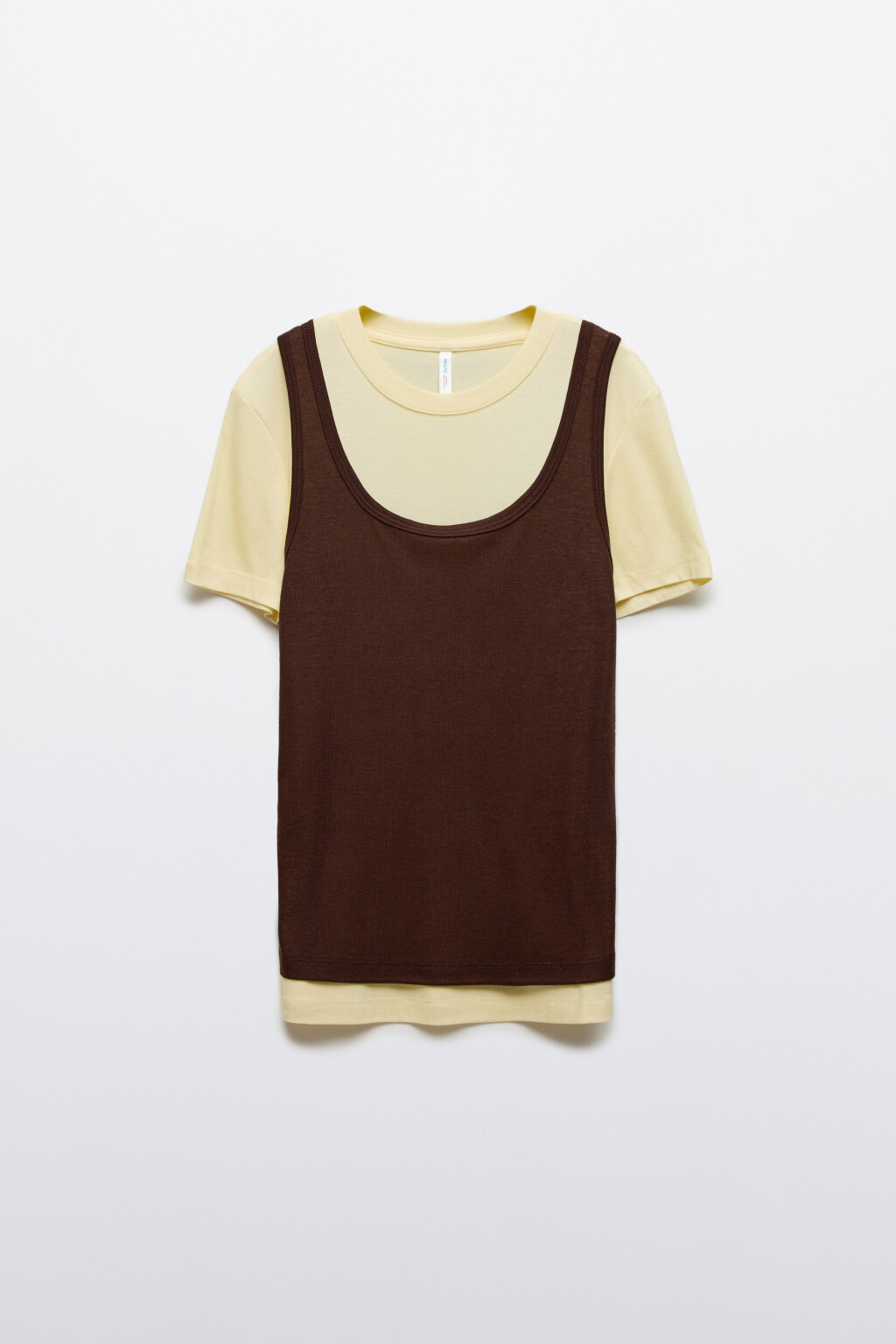 Футболка полуприлегающая с имитацией майки - цвет желтый - 7