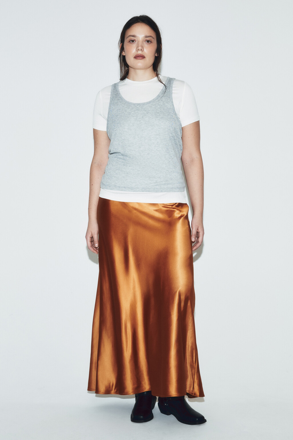 Футболка полуприлегающая с имитацией майки - цвет серый - 5