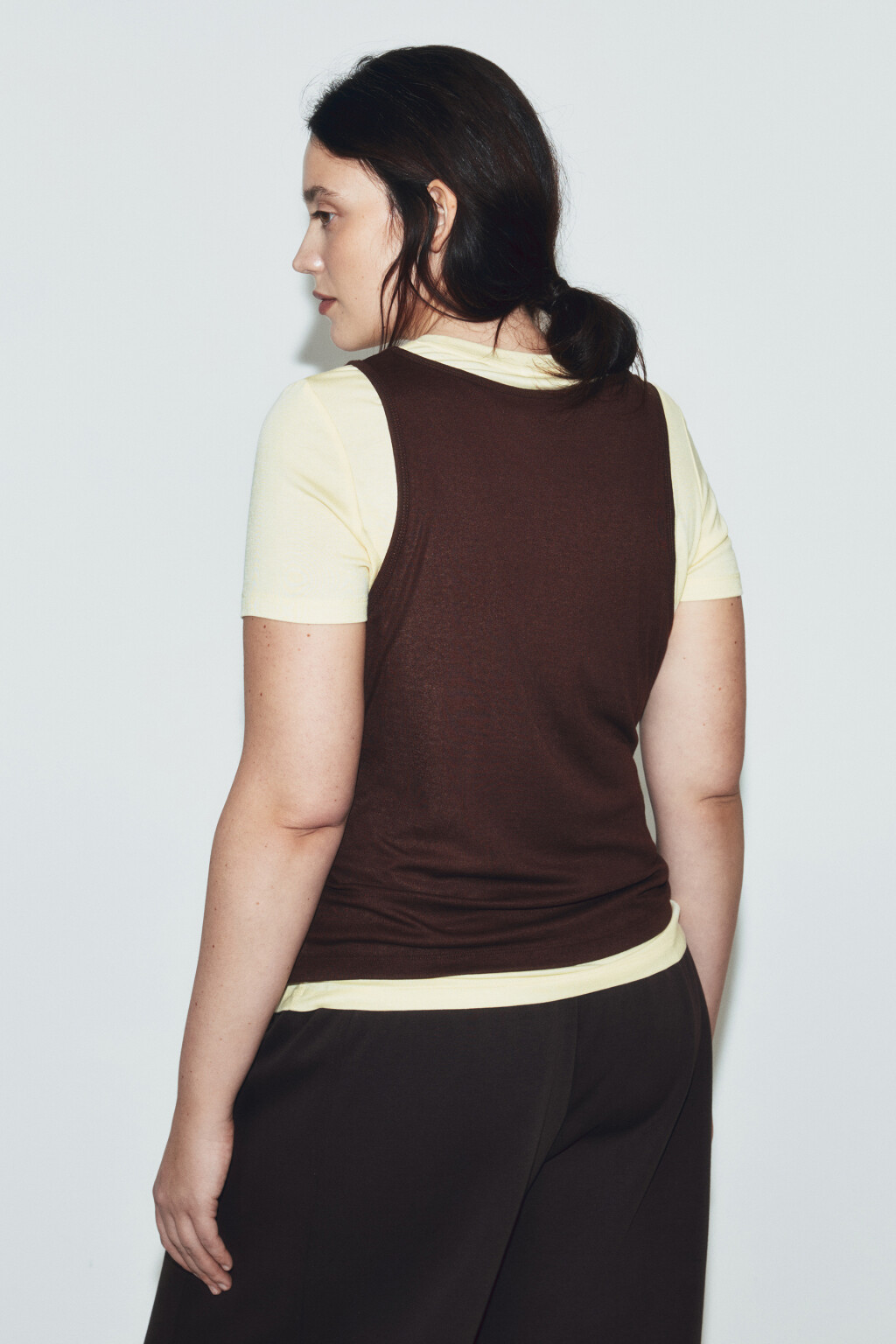 Футболка полуприлегающая с имитацией майки - цвет желтый - 3