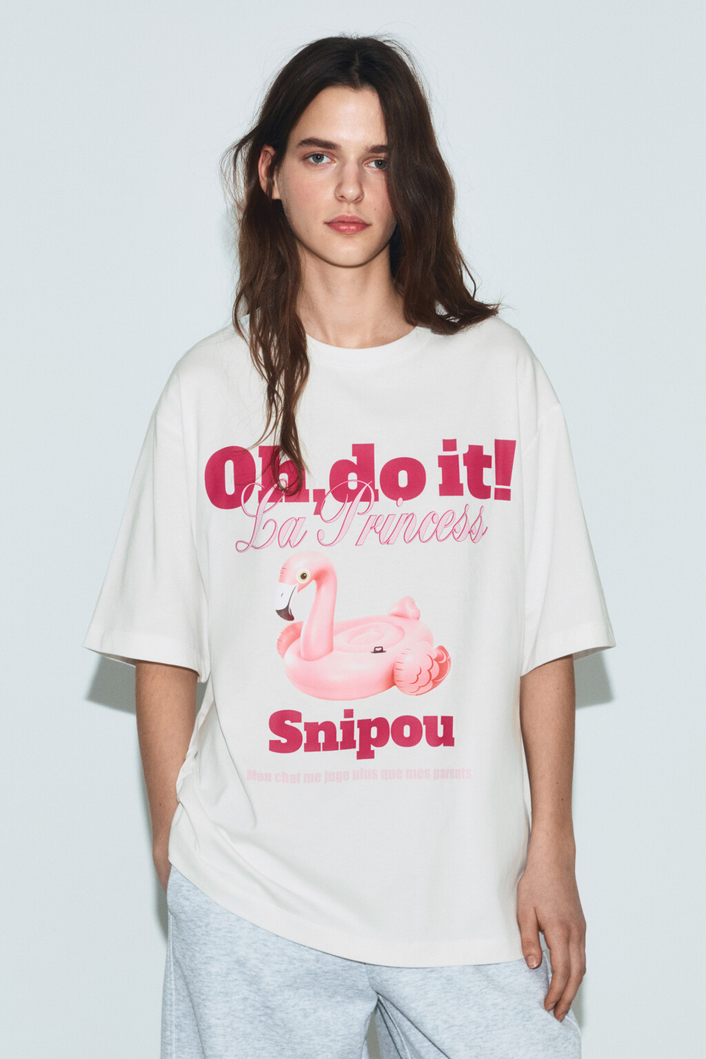 Футболка хлопковая с принтом - цвет белый - 2