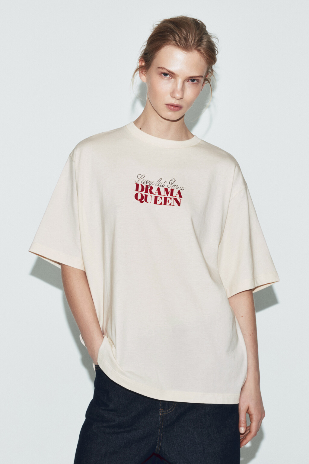 Футболка хлопковая с принтом - цвет бежевый - 2