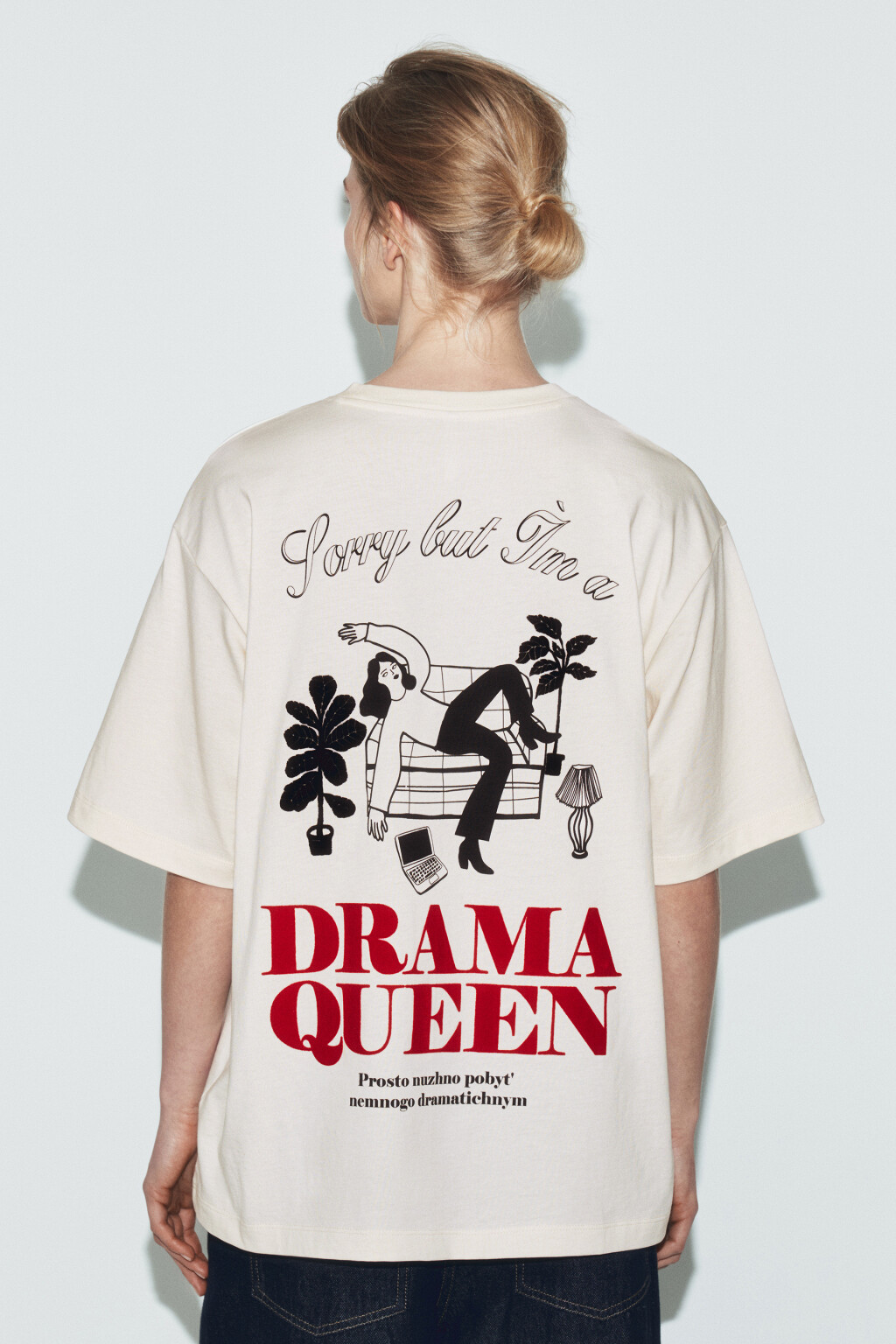 Футболка хлопковая с принтом - цвет бежевый - 3