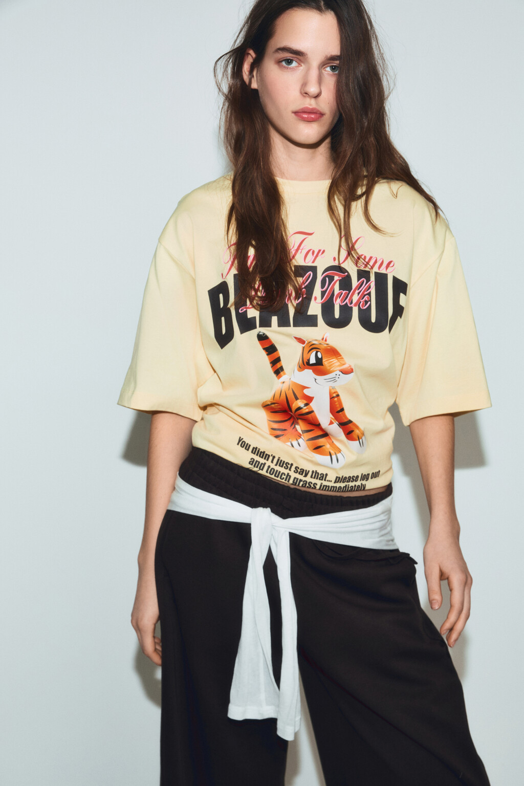 Футболка хлопковая с принтом - цвет желтый - 1