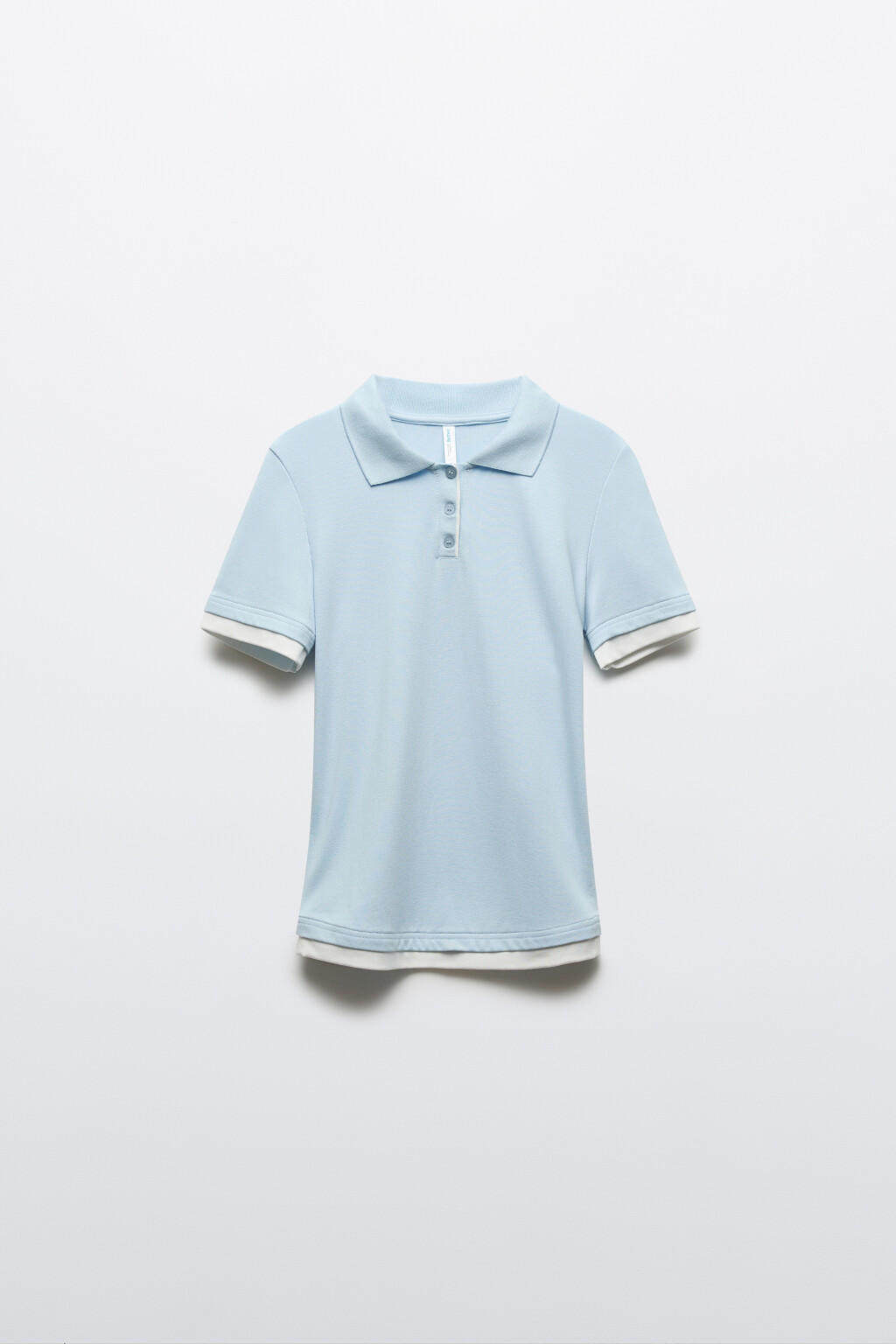 Футболка-поло с имитацией второго слоя - цвет голубой - 8