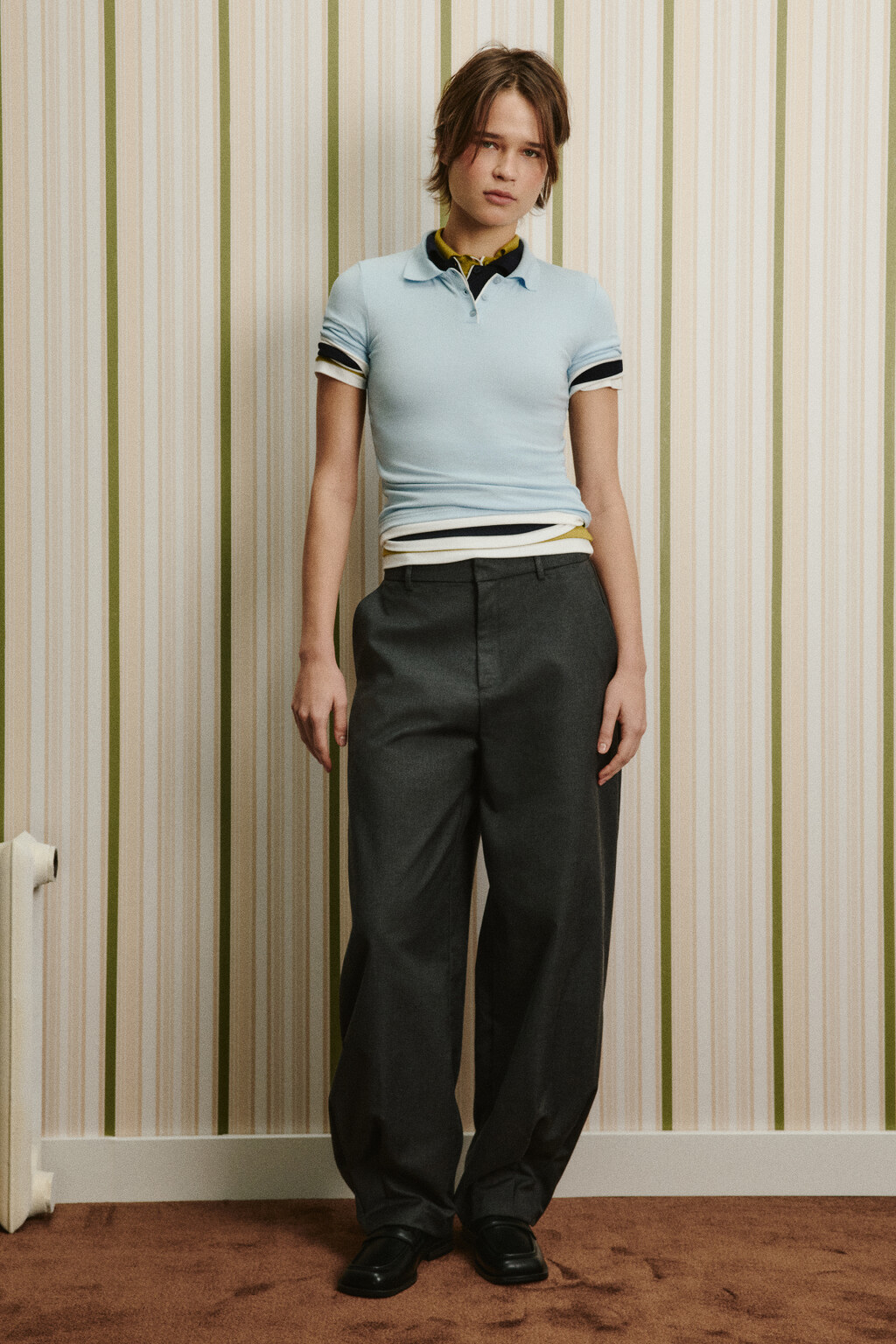 Футболка-поло с имитацией второго слоя - цвет голубой - 5