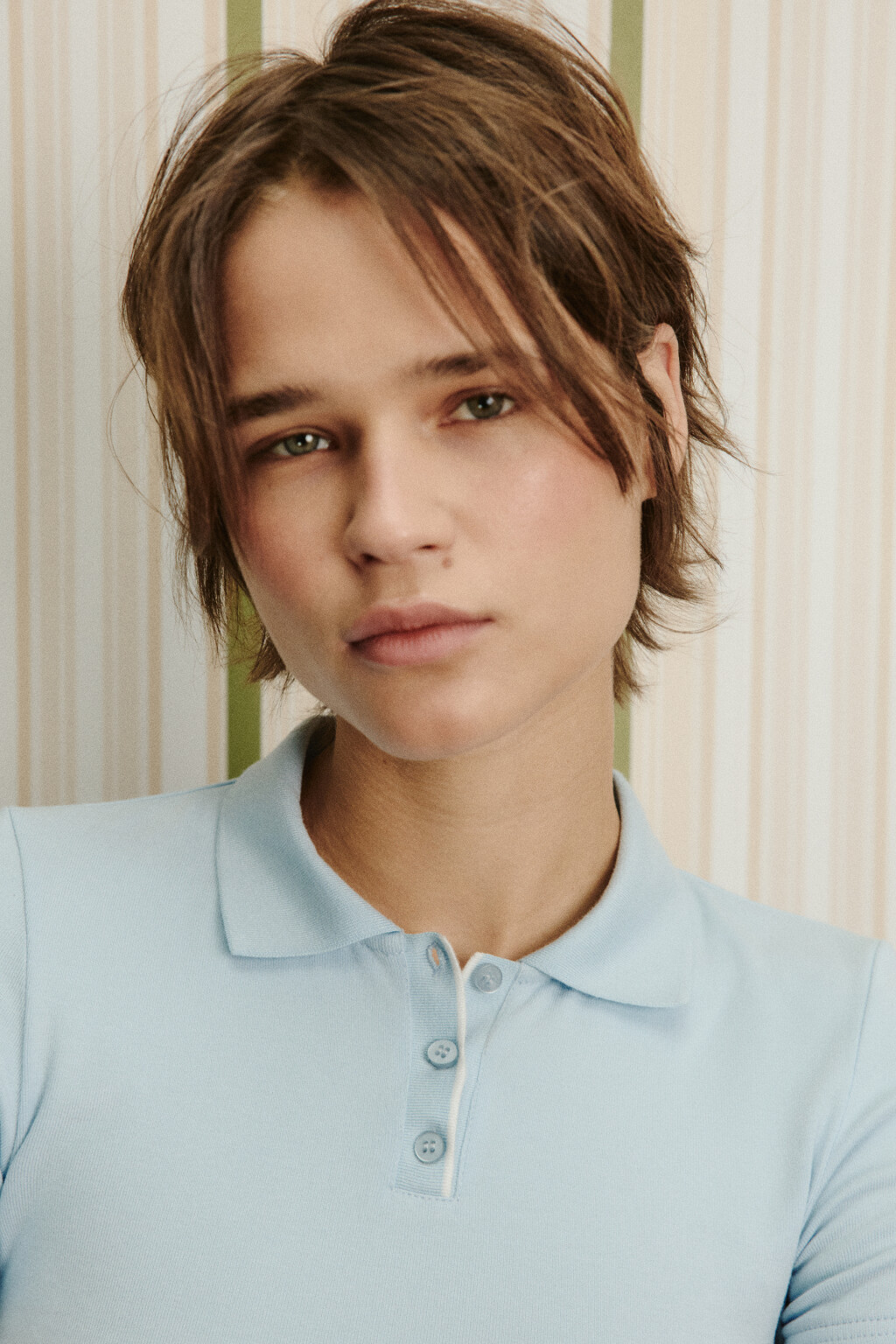 Футболка-поло с имитацией второго слоя - цвет голубой - 6