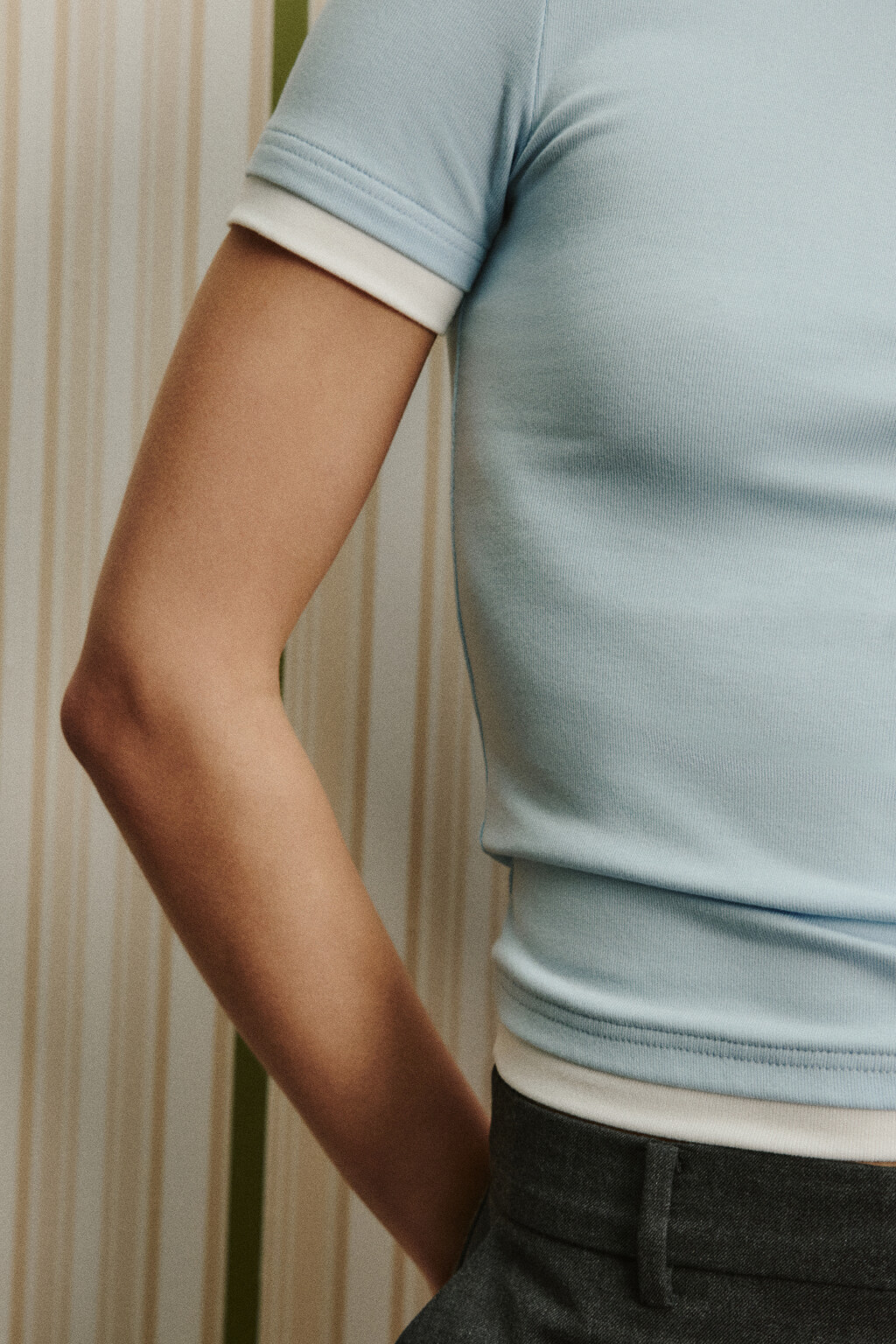 Футболка-поло с имитацией второго слоя - цвет голубой - 7