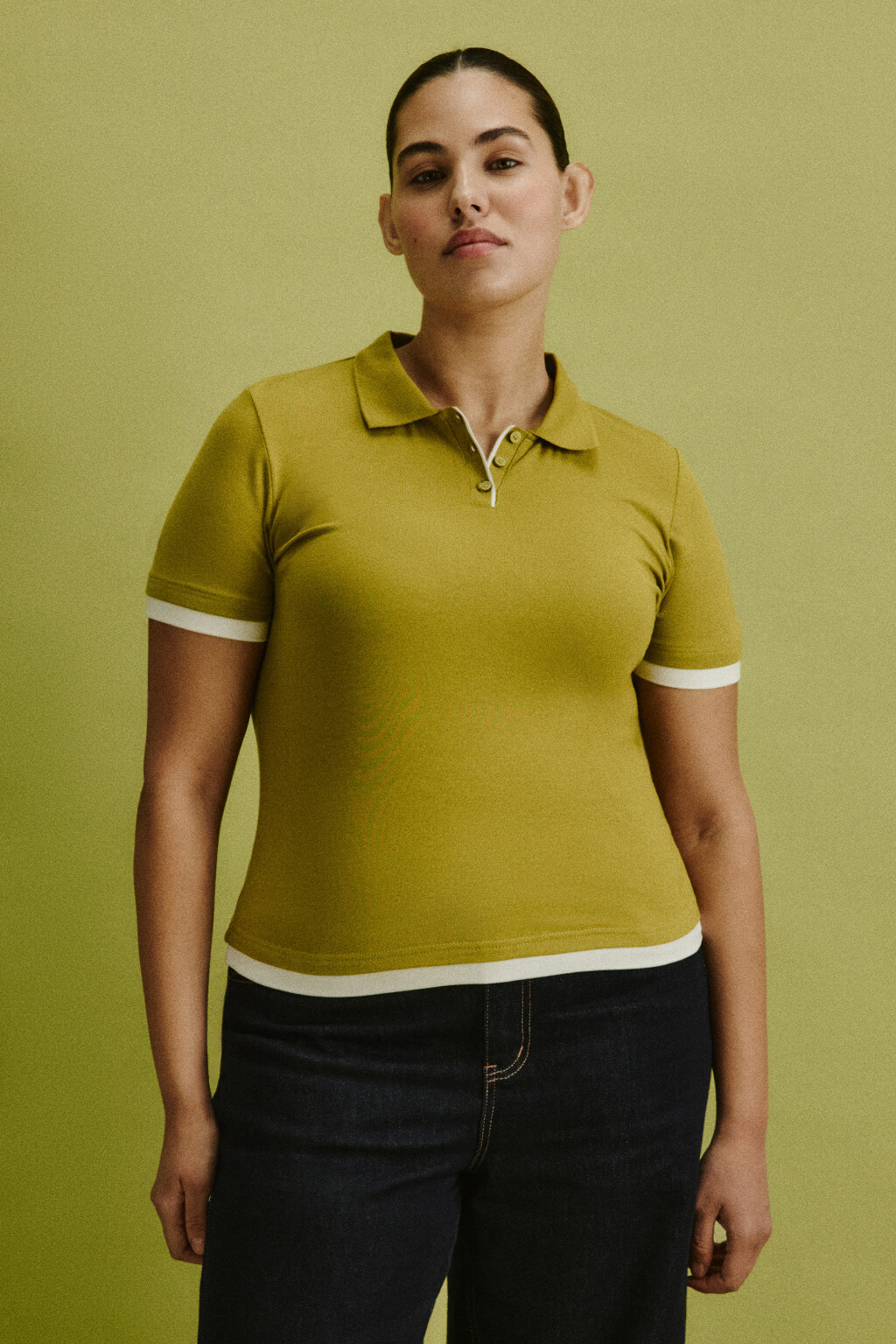 Футболка-поло с имитацией второго слоя - цвет зеленый - 3