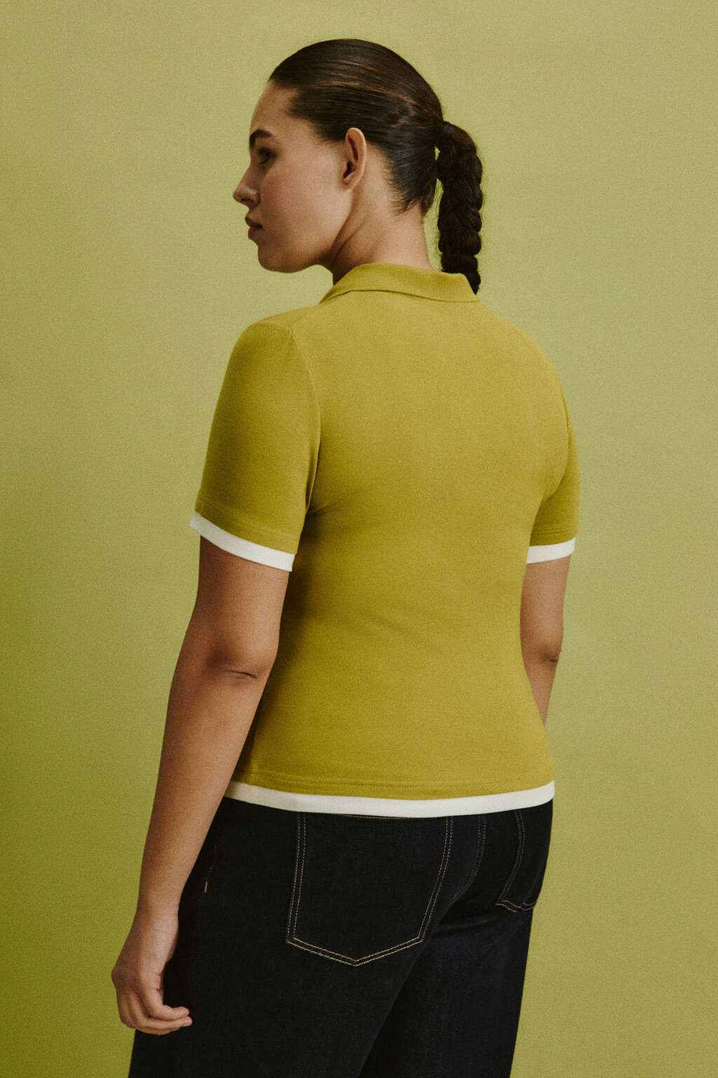 Футболка-поло с имитацией второго слоя - цвет зеленый - 4