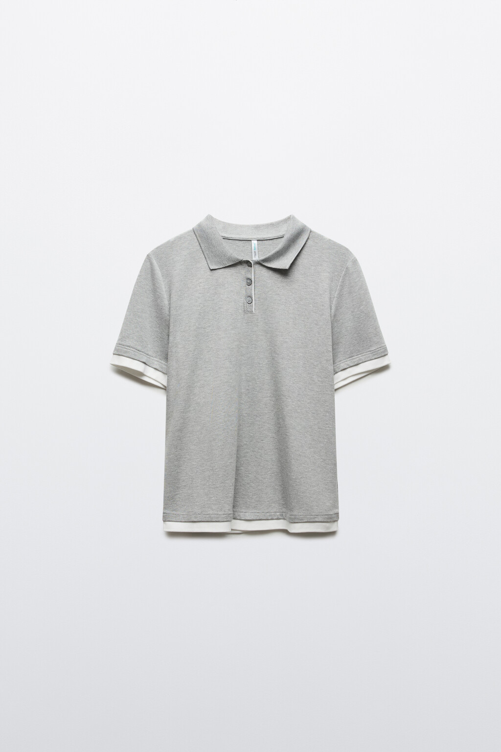 Футболка-поло с имитацией второго слоя - цвет серый - 8