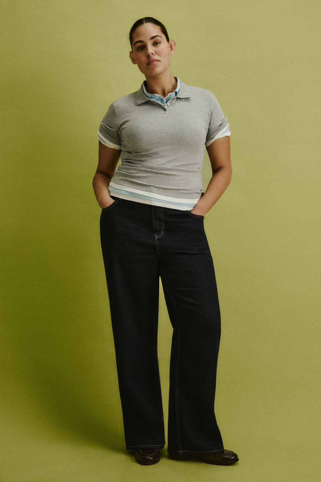 Футболка-поло с имитацией второго слоя - цвет серый - 5